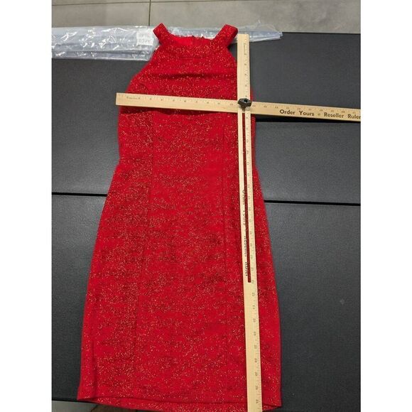 Emerald Sundae  Beautiful Bedazzled Halter Top Red Dress, Size Medium - Picture 7 of 7